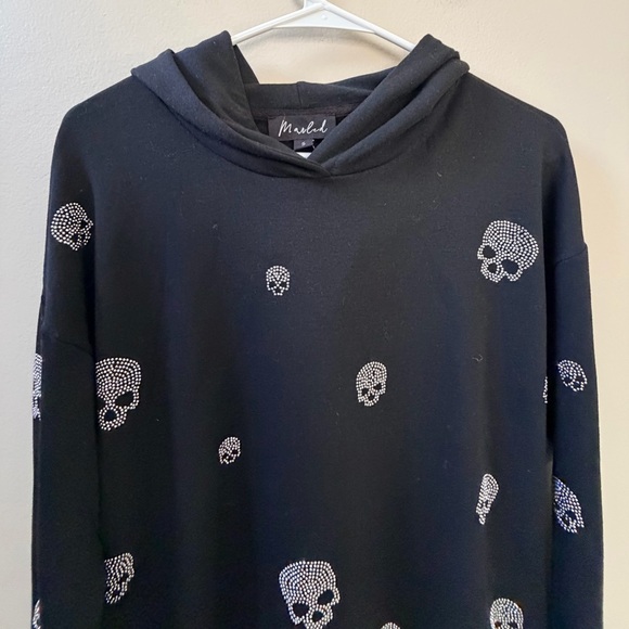 Marled, Skull Hoodie Sweatshirt, Black, Sz S - Picture 3 of 10